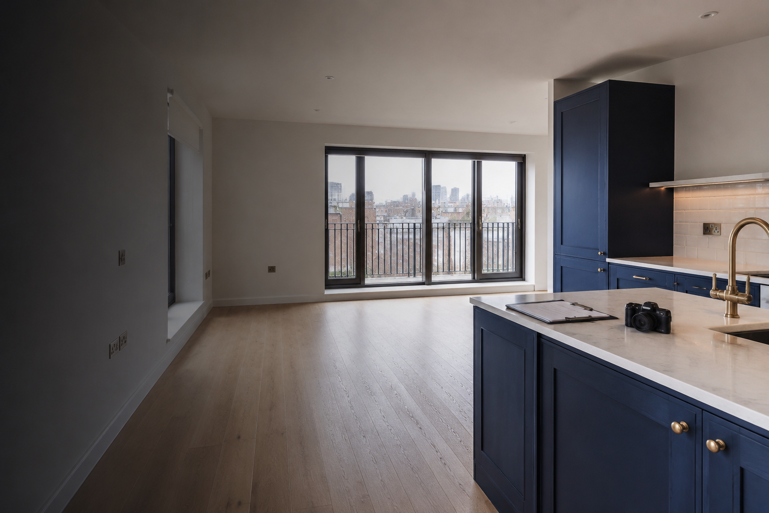 Bright unfurnished London apartment prepared for an inventory inspection